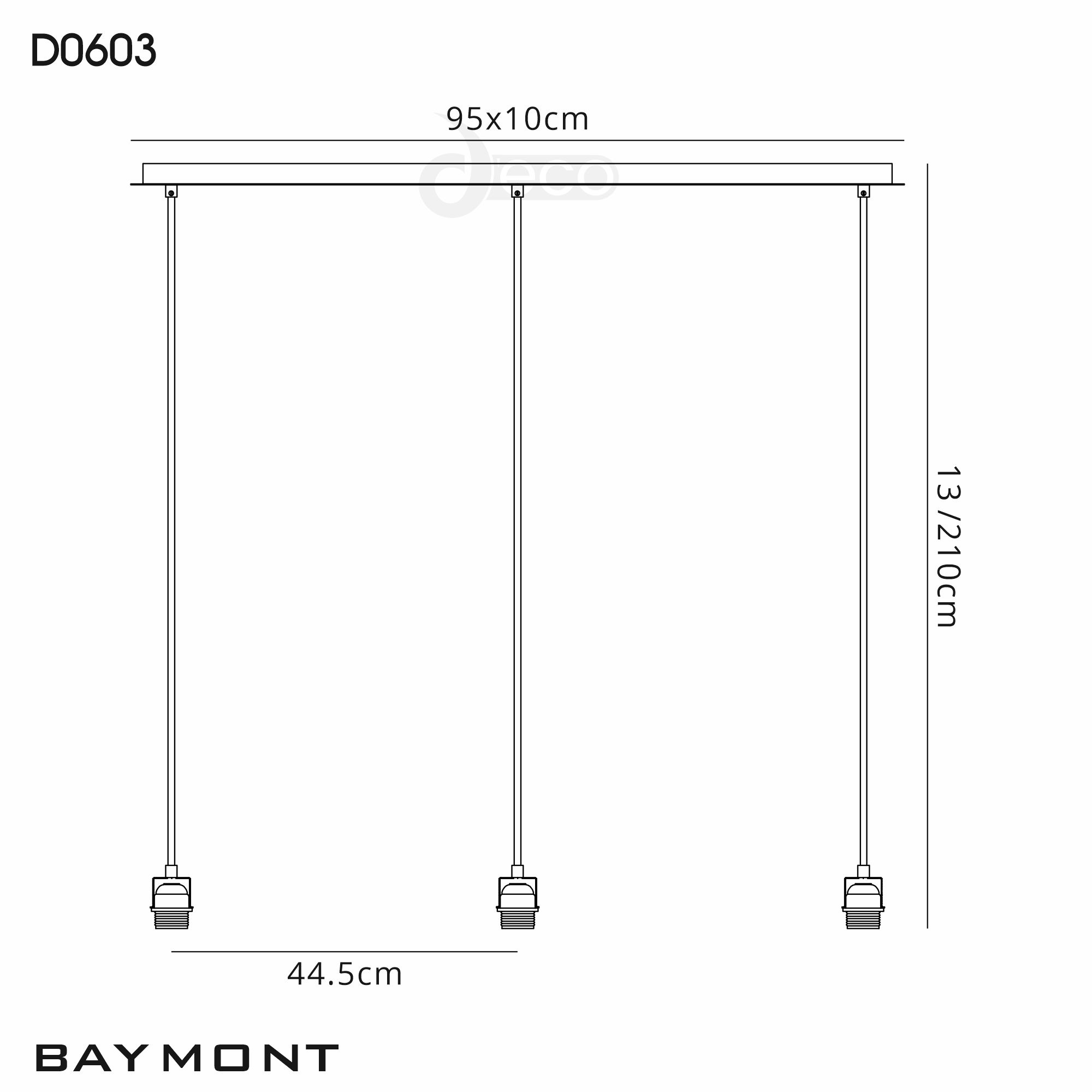 Baymont 40cm Shade 2m 3 Light Pendant Polished Chrome, Silver Leaf, Frosted Diffuser DK0804  Deco Baymont CH SL